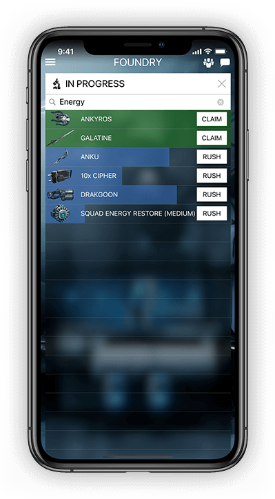 Foundry page of companion app